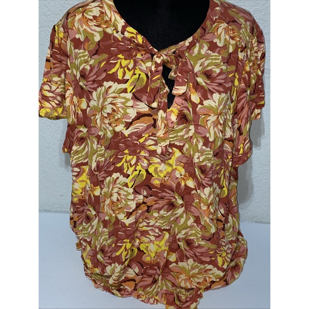 Torrid Blouse Casual Dress Shirt Women's Plus Size 3 Top Yellow Orange Floral